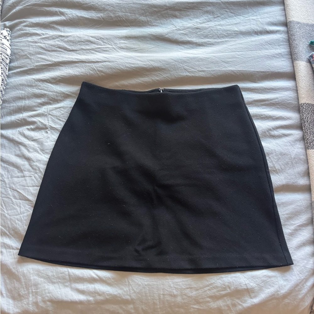 Aritzia Classic Black Wool Mini Skirt